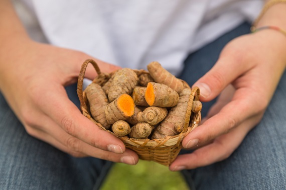 Radacini de turmeric intr-un cosulet