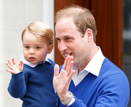 Printul George alaturi de tatal sau, Printul William