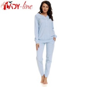 Pijama Dama Maneca/Pantalon Lung, 'Cerulean', DN-Nightwear