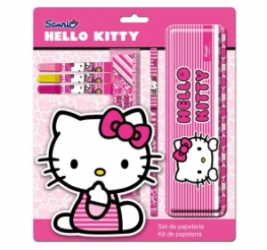 SET PENTRU SCOALA CU PENAR METALIC PINK HELLO KITTY