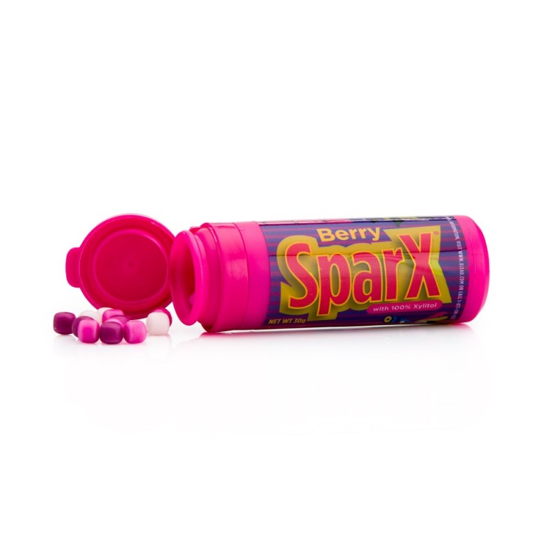 SparX, bomboane cu fructe de padure si xylitol, tub 30g.