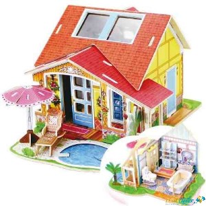 Casa puzzle 3D. Baie cu piscina