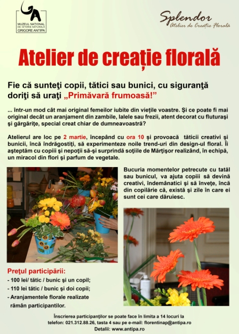 Atelier de creatie florala la Muzeul Antipa