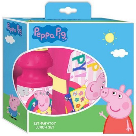 Set pentru pranz, cu o cutiuta si cu o sticluta, model Peppa Pig