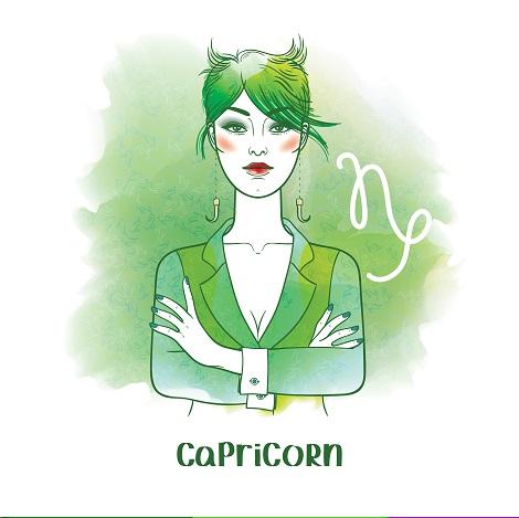 reprezentare a zodiei Capricorn sub forma unei femei de afaceri
