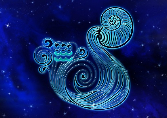 reprezentare a zodiei Varsator ilustratie albastra