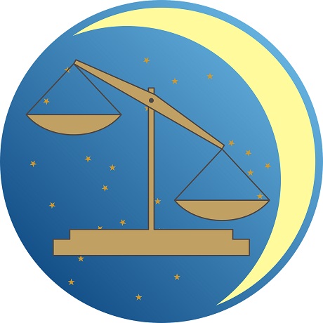 reprezentare zodie Balanta, vector, luna si stele