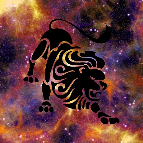 reprezentare a zodiei Leu pe fond multicolor