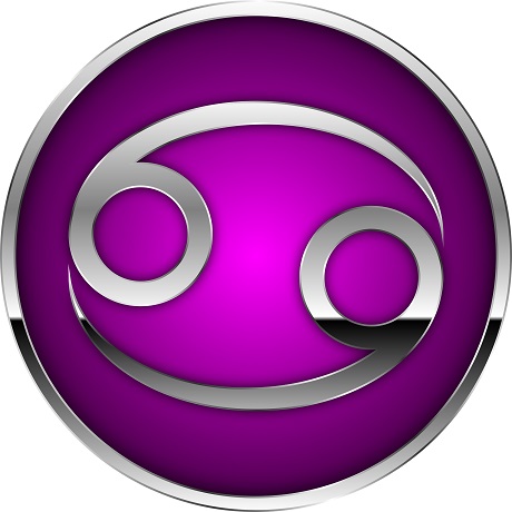 ilustratie reprezentare a simbolului zodiei Rac pe fond violet