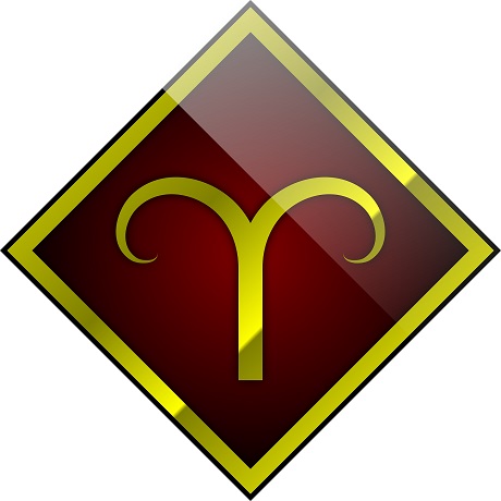 ilustratie reprezentare a simbolului zodiei Berbec intr-un romb