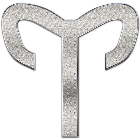 ilustratie, reprezentare a simbolului zodiei Berbec cu argintiu