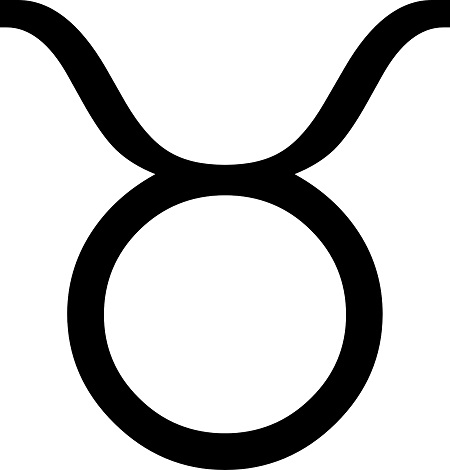 simbol al zodiei Taur, negru pe fond transparent