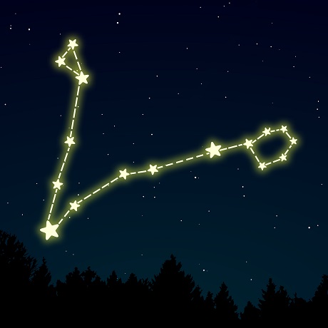ilustratie, cer instelat, reprezentare a zodiei Pesti sub forma unei constelatii