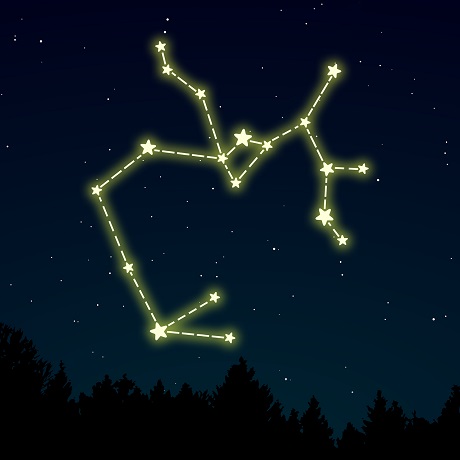 ilustratie, cer instelat, reprezentare a zodiei Sagetator sub forma unei constelatii