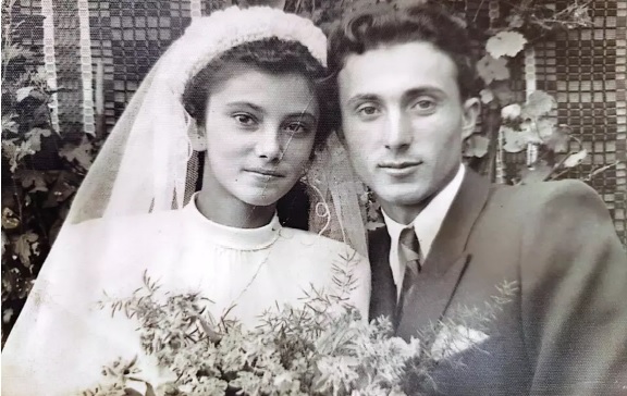 Ioan si Maria Olariu in tinerete, la nunta lor