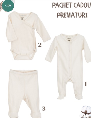 set alb de hainute pentru bebelusii prematuri