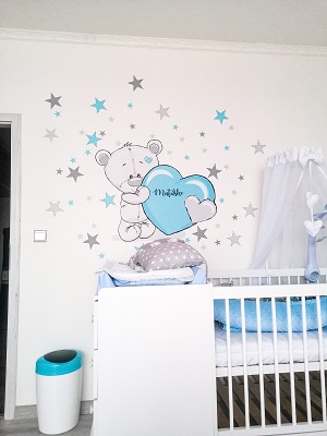 autocolant perete camera copii decor cu ursulet bleu