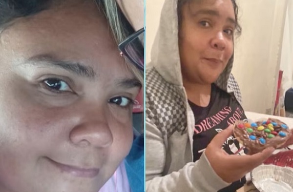 colaj imagini capturi YouTube, Amanda Souza de Oliveira, zambitoare si imbracata cu tricou roz cu scris roz si cu hanorac gri, cu gluga pe cap, in timp ce tinea in mana un fursec cu cacao si bombonele colorate, stand la masa