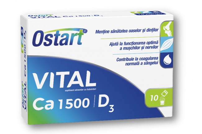 Ostart® Vital Ca 1500 + D3 plicuri 