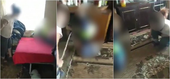 O mamă își bate copilul de 4 ani cu un par pentru că i-a arătat semne obscene