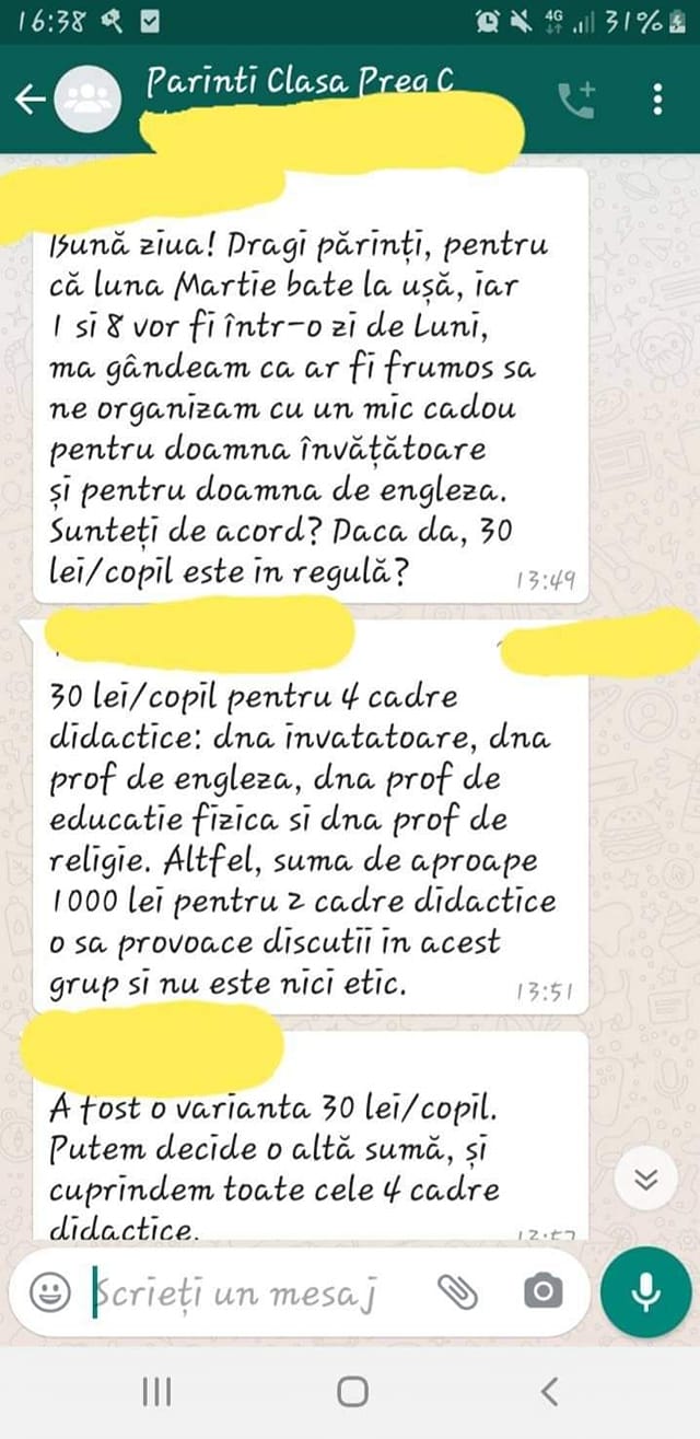 captura cu o conversatie de pe whatsapp