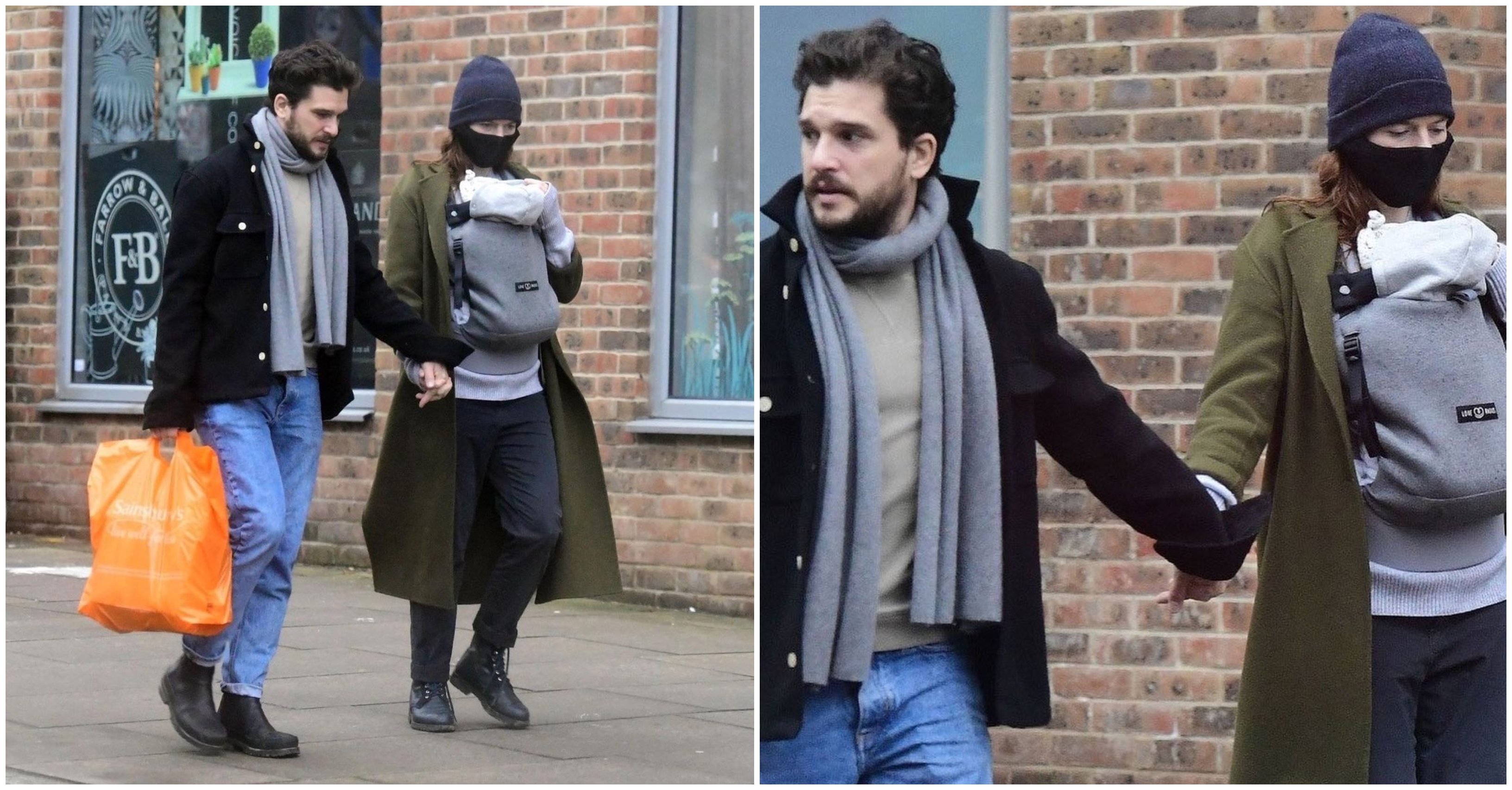 kit harington si rose leslie alaturi de bebelusul lor pe strazile din Londra