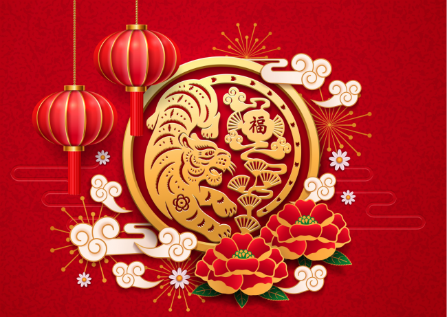 ilustratie cu anul tigrului in zodiacul chinezesc