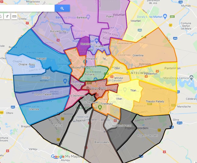 harta cu zonele din bucuresti