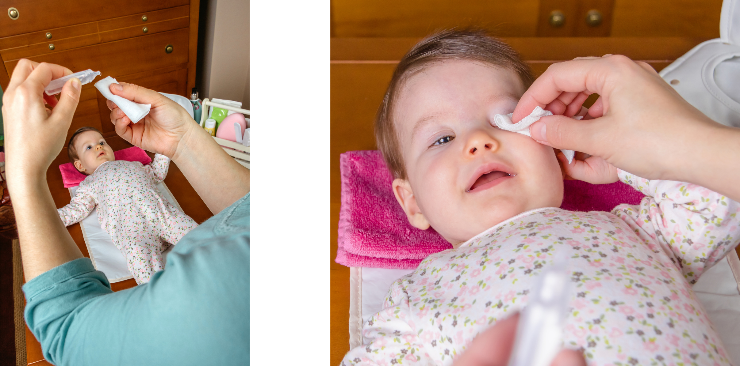 demonstratie pe bebelus de curatare a ochilor