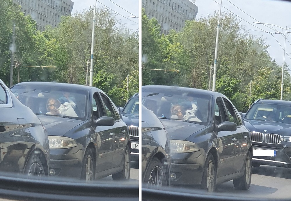 imagini din trafic cu un copil care sta pe locul soferului