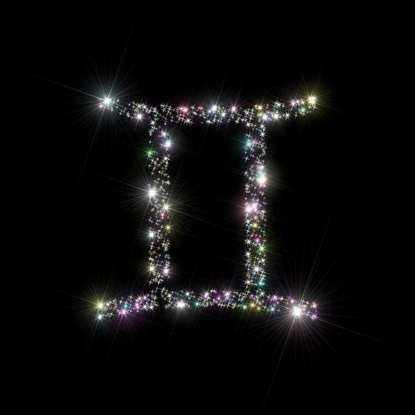 reprezentare semn zodiacal gemeni cu sclipici