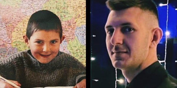 colaj foto cu un copil care scrie si un barbat tanar