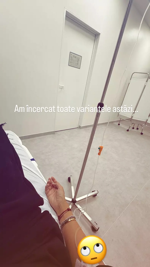 captura insta story cu gabriela prisacariu pe patul de spital la perfuzii