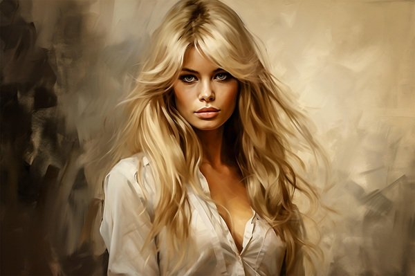 femeie cu parul lung blond imbracata in bluza alba