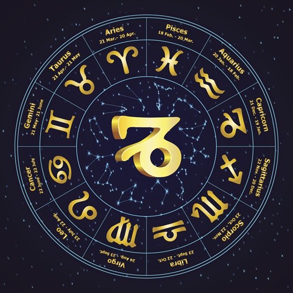 reprezentare zodie capricorn pe fundal astrologic