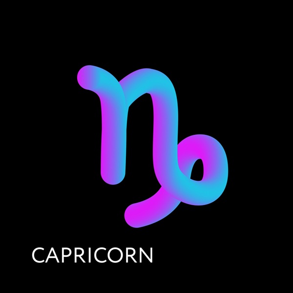 simbol zodia capricorn neon pe fundal negru