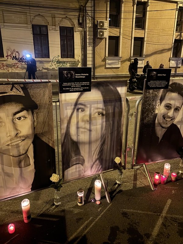 imagine cu victimele de la colectiv pe trotuar