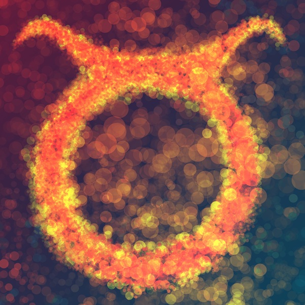 reprezentare a zodiei taur cu galben pe fundal mov