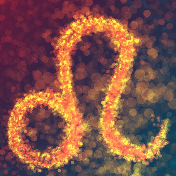 reprezentare a zodiei leucu galben pe fundal mov