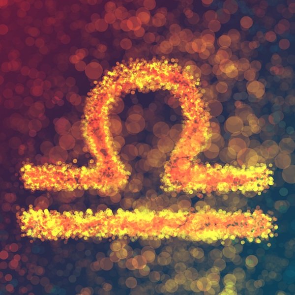 reprezentare a zodiei balanta pe fundal mov