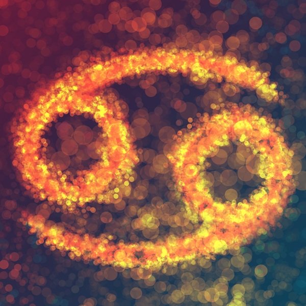 reprezentare a zodiei rac pe fundal mov