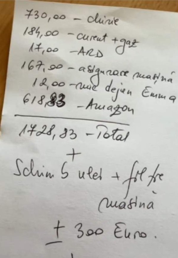 cheltuieli lunare in euro puse pe hartie