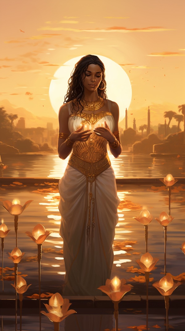 femeie imbracata in alb tine in mana o candela