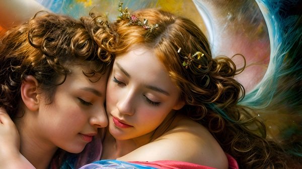 cuplu in care barbat si femeie se tin strans in brate cu ochii inchisi