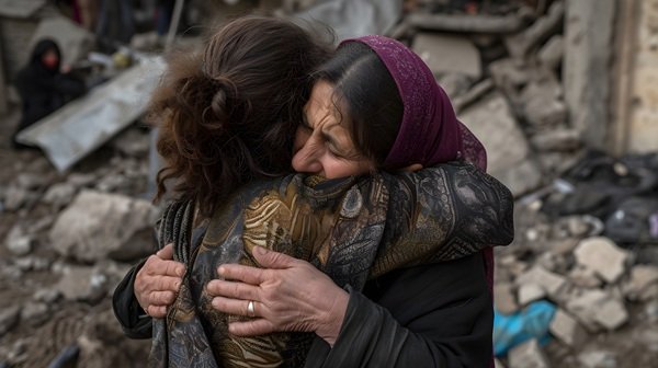 doua femei se strang in brate