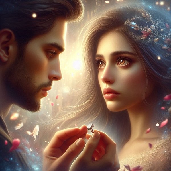 femeie blonda da inapoi un inel unui barbat