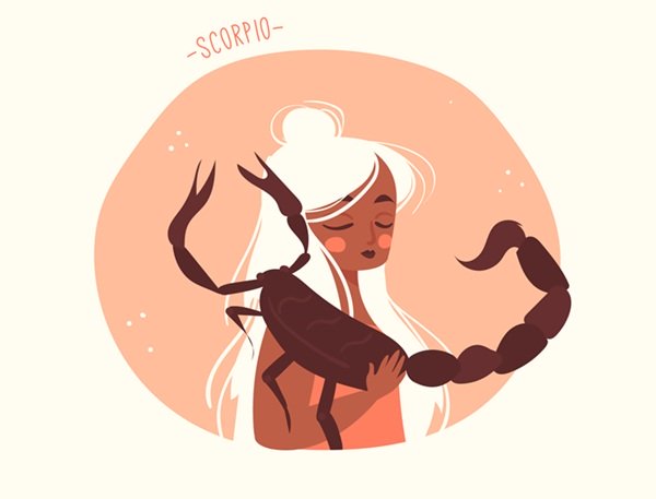 reprezentare feminina a zodiei scorpion pe fundal alb