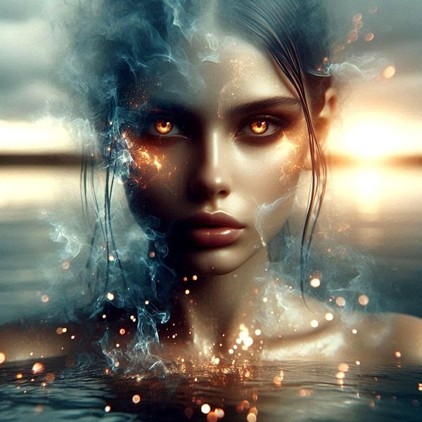 chip de femeie iese din apa