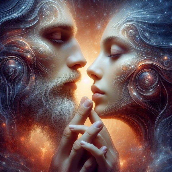 femeie si barbat stau fata in fata si se privesc