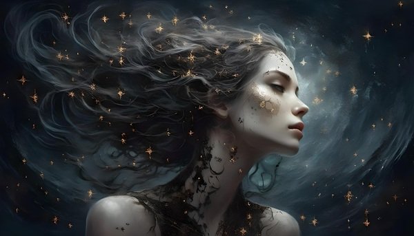 femeie cu parul brunet cu stele pe fata